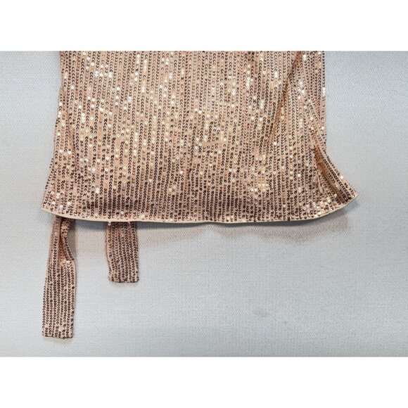 Grace Karin Womens Sequin Wrap Camisole Tank Top Size S Beige Tie Front Sexy - Picture 9 of 10